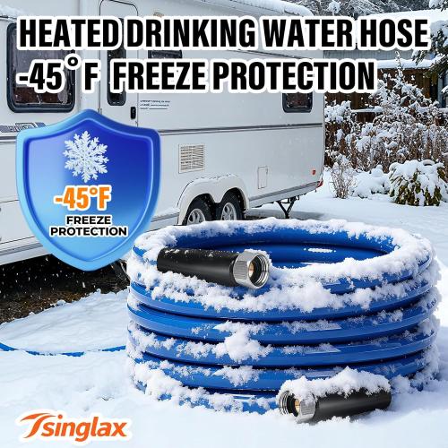 15FT 30FT Heated Water Hose for Rv,-45 ℉ Antifreeze Heated Garden Water Hose,Lead-Free & BPA-Free, Rv Freshwater Hoses with Fittings, Rv Accessories