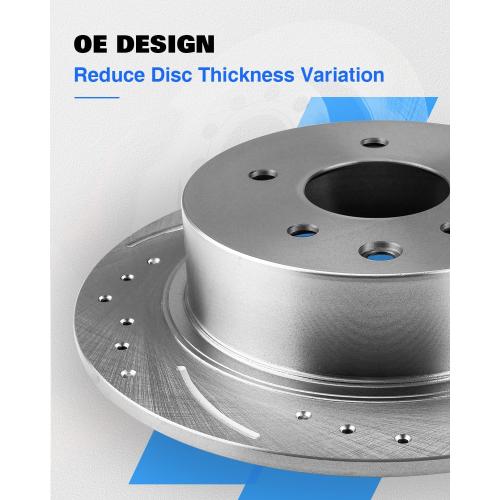 Anpulsero Rear Automotive Replacement Brake Kit, Drilled Slotted Brake Rotors Brake Pads Compatible with 1999-2003 Ford F150, 1997-2002 Expedition|Noise Free Brake Pads Rotors Kit |333.9mm(13.1in)