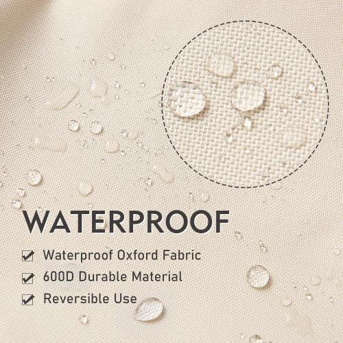 Waterproof Patio Furniture Chair Covers 2-Pack, Heavy Duty 600D Oxford Outdoor Protector for Deep Seat Chairs, UV & Wind Resistant All-Season Protection, 32W x 37D x 36H (Beige/Grey)