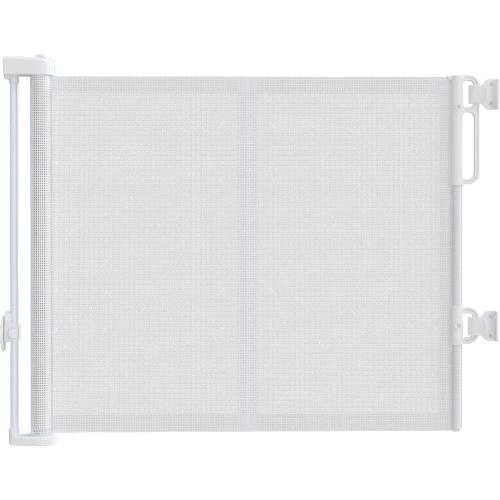 Upgraded 59'' Wide Retractable Baby Gates for Stairs with Reinforced Strip, Mesh Saftey Gate for Pets, Prevent Crawling Dog Gate fot Doorways, No Drilling, Indoor & Outdoor Use, 34'' Tall, White