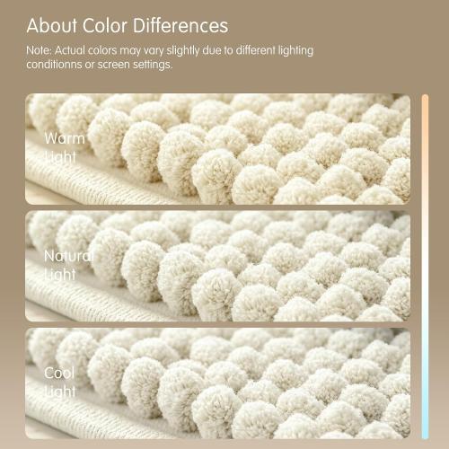 SUBRTEX Bathroom Rugs, 24 x 44 Chenille Bath Rug Soft Short Plush Bath Mat Soft Shower Mat Water Absorbent Shower Mat Quick Dry Machine Washable, Cream White