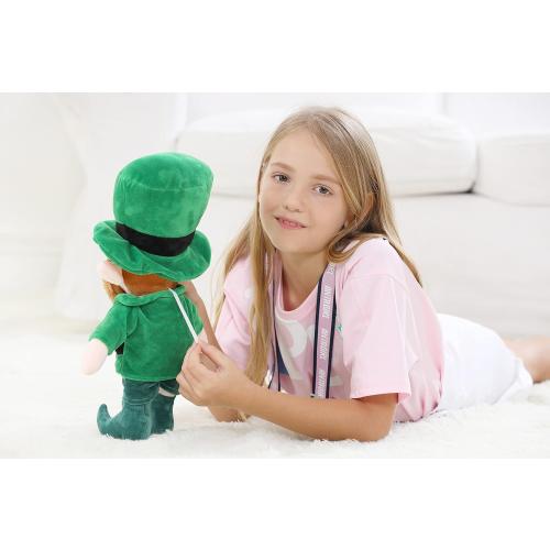 Leprechaun Plush Doll Toy for Kids, St Patricks Day Decorations, 16 Inches