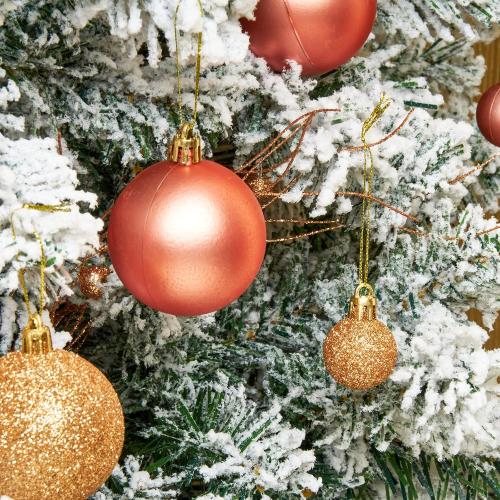 Emopeak 24Pcs Christmas Balls Ornaments for Xmas Christmas Tree - 4 Style Shatterproof Christmas Tree Decorations Hanging Ball for Holiday Wedding Party Decoration (Rose Gold, 1.3/3.2CM)