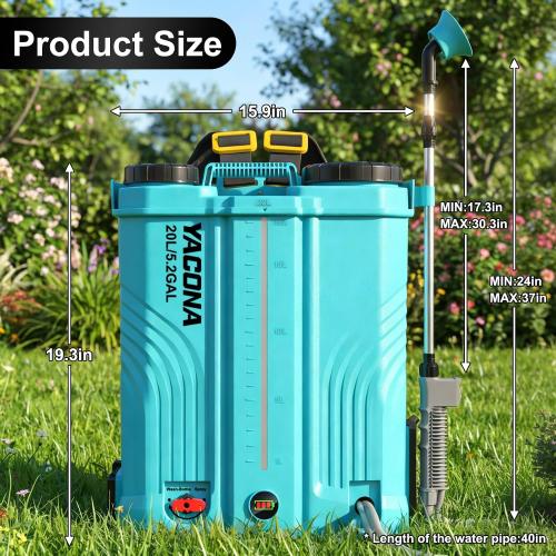 Backpack Sprayer Battery Powered 5 Gallon, 100 PSI Electric Garden Sprayer with Wash Bottle & Mixing System & 6 Nozzles for Lawn, Garden, Yard, 4.0Ah Battery & Charger Included | Wash Bottle & Mixing System & 6 Nozzles for Lawn, Garden, Yard, 4.0Ah Battery & Charger Included