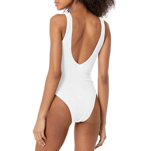 Seafolly Women's Standard Deep V Neck Over The Shoulder One Piece Swimsuit (Size 4)