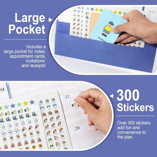 SUNEE Family Wall Calendar 2026 Magnetic Fridge Calendar 15 Months, Oct. 2025 to Dec. 2026, Moms Calendar 2025-2026 Wall Calendar, Family Organizer Sticks to Refrigerator - over 300 Stickers