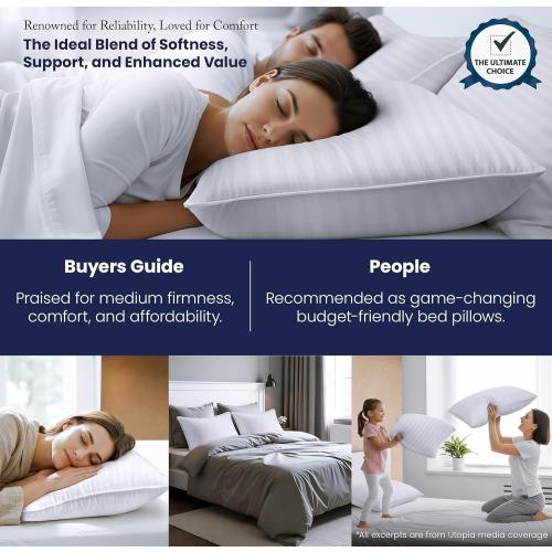 Utopia Bedding Bed Pillows for Sleeping King Size (White), Set of 2, Cooling Hotel Quality, for Back, Stomach or Side Sleepers