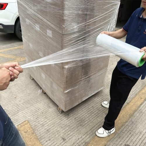 2-Pack Clear Stretch Wrap 18 x 1000 Feet 80 Gauge Industrial Strength with Plastic Handle, Plastic Pallet Supplies Durable Self-Adhering for Packing, Moving, Heavy Duty Shrink Film Rolls