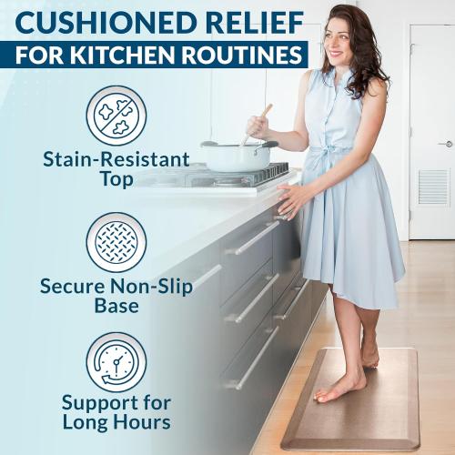 ComfiLife Anti Fatigue Floor Mat – 3/4 Inch Thick Kitchen Mats for Floor, Standing Desk Mat, Kitchen Rug – Comfort at Home, Office – Durable – Stain Resistant – Non-Slip Bottom (20 x 32, Rose Gold) ‼️used‼️