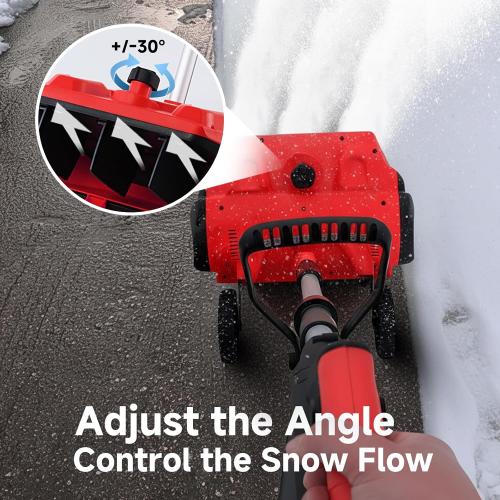 Cordless Electric Snow Shovel with Wheels, Snow Blower 17-Inch Width, 2×4.5Ah Large Battery & Quick Charger, Brushless Motor, Directional Plate, Support Wheels for Smooth Back-and-Forth Operation