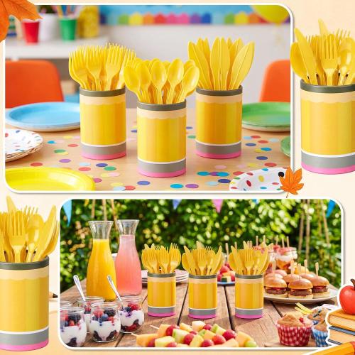 3 Sets Back to School Party Supplies with Cutlery Set