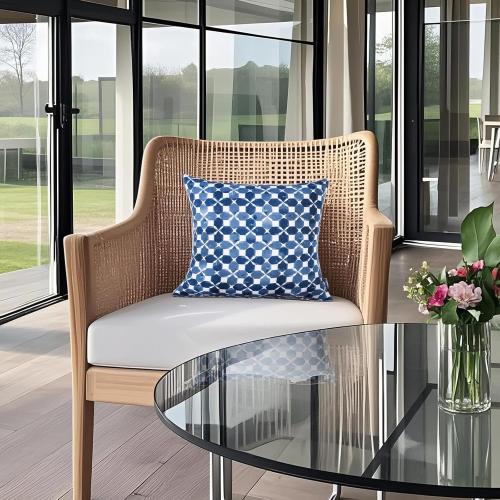 Set of 2 Size 18x18 Color Blue and White Outdoor/Indoor Throw Pillows, Pack of 2 Waterproof Decorative Throw Pillows with Inserts, 18”x18” Square Pillows for Bed, Couch, Sofa and Patio Furniture