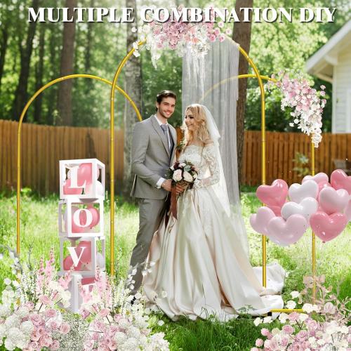 Metal Arch Backdrop Stand ,Set of 3 (4 ft/5 ft/6 ft) Round Top Wedding Arch Frame Gold Balloon Arch Stand for Wedding/ Birthday Party/ Baby Shower/ Graduation Ceremony Banquet Decoration