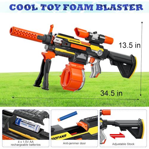 Toy Guns Automatic Machine Gun with Tactical Vest Kit -Toy Sniper Gun Rifle with Bipod - Drum Magazine Clips and 120 Darts -Toys Foam Guns for Boys 8-12 Kids Adults Gifts for Birthday Christmas