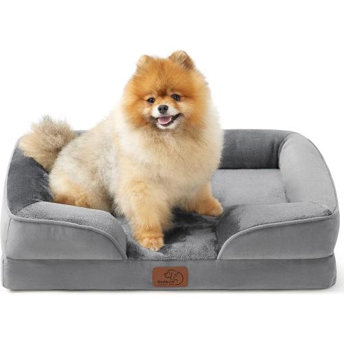 Bedsure Orthopedic Dog Beds for Small Dogs - Washable Small Dog Cat Bed Waterproof, Comfort Pet Couch Sofa with Washable Removable Cover, Pets Bed with Nonskid Bottom, Grey,