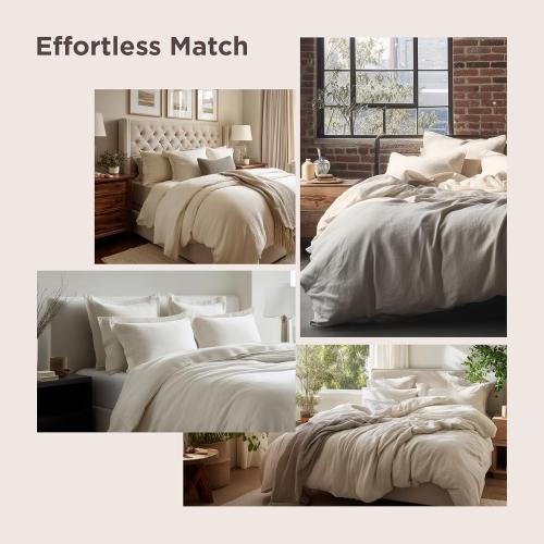 Bedsure California King Duvet Cover - Prewashed Cotton-Like Extra Soft Bedding Set, Includes 1 Cal King Duvet Cover 104x98 Inches with Zipper Closure & 2 Pillow Shams, Linen, Comforter Not Included