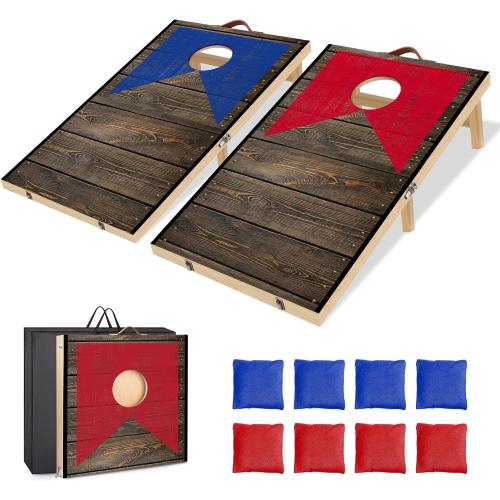 Size 4x2 or 3x2 2x1.3 ft Wooden Cornhole Board Set with Bean Bags, Choose 4x2 or 3x2 2x1.3 ft Corn Hole Boards, Portable Outdoor & Indoor Toss Game Sets for Kids Adults and Family Party Camping Equipment
