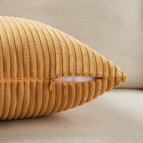 Fancy Homi Set of 4 Boho Decorative Throw Pillow Covers  for Couch Bed Sofa Bedroom, Aesthetic Modern Home Decor, Soft Fluffy Textured Corduroy Square Colorful Cushion Case