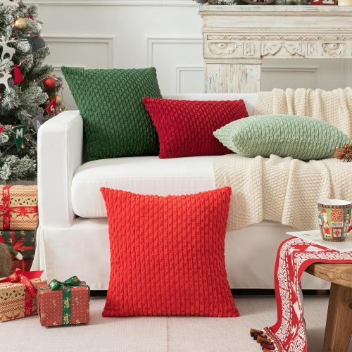 Kevin Textile Valentines 12x20 Inch Pillow Cover 1 Pack Boho Decorative Soft Striped Corduroy Lumbar Farmhouse Color Accent Rectangle Cushion Case for Living Room Couch Sofa Bed, Burgundy