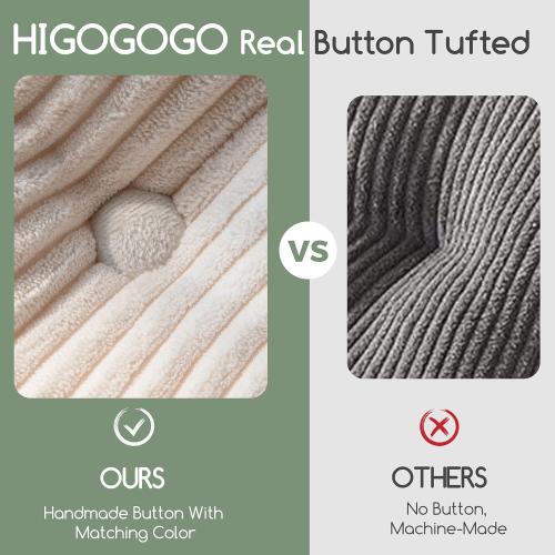 HIGOGOGO Papasan Chair Cushion with Corduroy Cover (Without Chair), 48 x 48 Inch Supportive Cushion, Overstuffed Chair Cushion,Beige