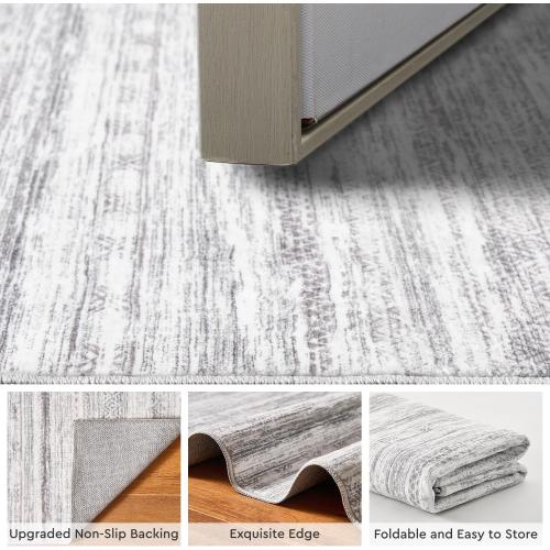 Small Area Rug-2x3 Entryway Rug Non Slip Washable Low Pile Indoor Door Mat Neutral Distressed Boho Moroccan Entrance Rugs Carpet for Bedroom Kitchen Powder Room Front Porch Bathroom, Grey