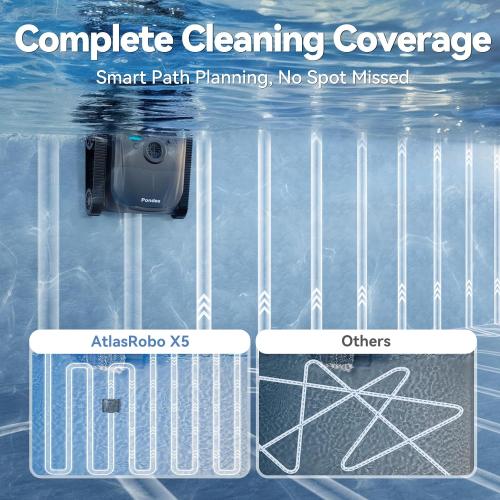 X5 Cordless Robotic Pool Cleaner, Wall & Waterline Cleaning, Smart Navigation, Smart Precision Docking™, 180Mins Runtime, 4 Cleaning Modes, Pool Vacuum for Inground Pools up to 3,229 sq.ft