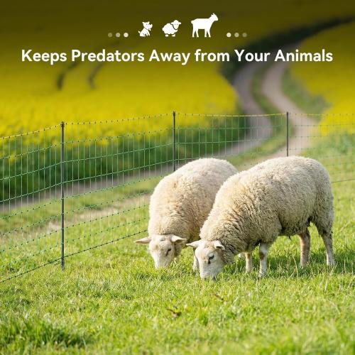 Electric Fence Netting, 42.5 H x 164' L, Portable Livestock Net Fencing with Double-Spike Posts, Movable Mesh for Goats, Sheep, Hogs, Deer & Dogs, Predator Control for Backyard, Farm & Homestead