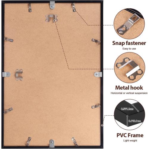 Fixwal 12x18 Picture Frame Set of 6 with Plastic Cover, PVC, Black | Shatter Resistant Plastic Cover, Thin Border and Light Weight，Wall Decor
