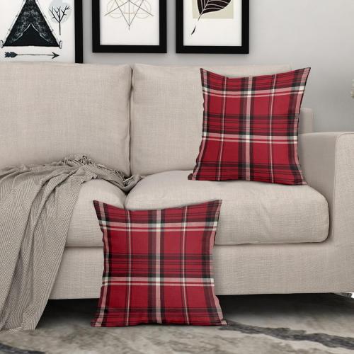 Green Christmas Plaid Pillow Covers 20x20 Set of 2 Xmas Buffalo Tartan Print Holiday Decorative Throw Pillows Outdoor Pillowcase Square Linen Farmhouse Cushion Case Decor for Couch Sofa Bed