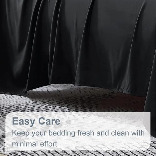 Swift Home Twin 4-Piece Microfiber Sheet Sets (Includes 1 Bonus Pillowcase), Ultra-Soft Brushed - Extremely Durable - Easy Fit - Wrinkle Resistant, Twin, Black