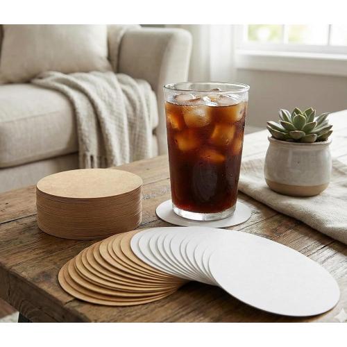 eSplanade Disposable Coaster - Made of Paper (Set of 100) - Use and Throw Reversible Coasters - Perfect for Bar, Hotel, Restaurant Purpose & Parties (Brown Round)