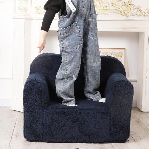 Kids Snuggly-Soft Sherpa Chair, Cuddly Toddler Foam Chair for Boys and Girls, Dark Blue