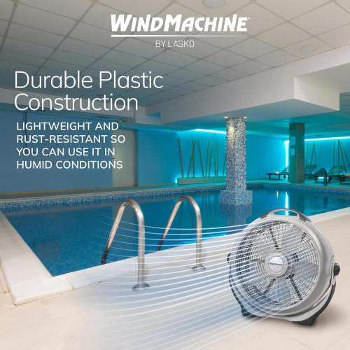 Lasko Wind Machine Fan, Air Circulator Fan with 3 Speeds, 20 Model 3300, Gray