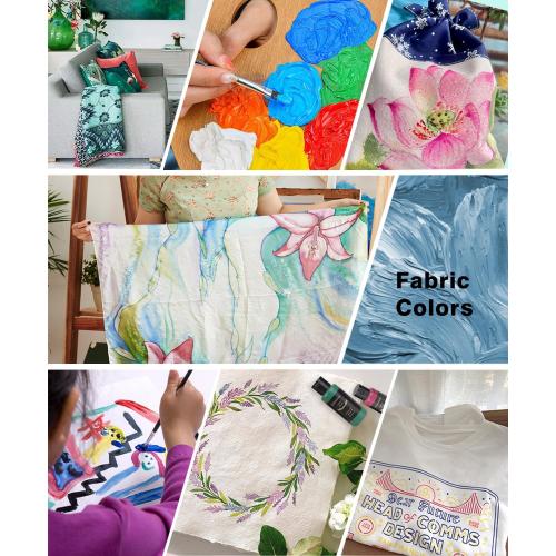 Colorful Fabric Paint Set for Clothes 24 Colors - Permanent Textile Paint Kit for Shoes, Canvas - Non-Toxic Slick Painting Set for Adults, Beginner & Artists