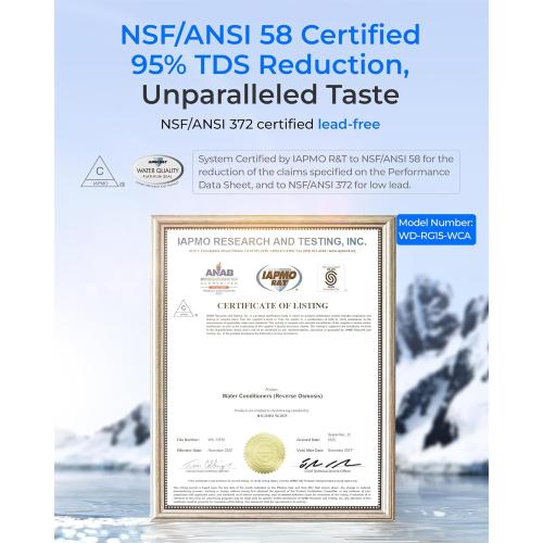 Waterdrop G5P500 Reverse Osmosis Water Filter, NSF/ANSI 58 & 372 Certified, 7 Stage Reverse Osmosis System, 500G RO Water Filtration System, 2:1 Pure to Drain, Reduces TDS PFAS, BPA Free