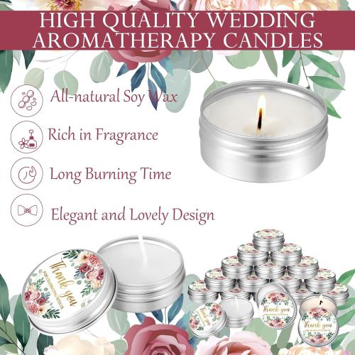 MTLEE 40 Pcs Wedding Candles Gift Favors (Pink Rose)