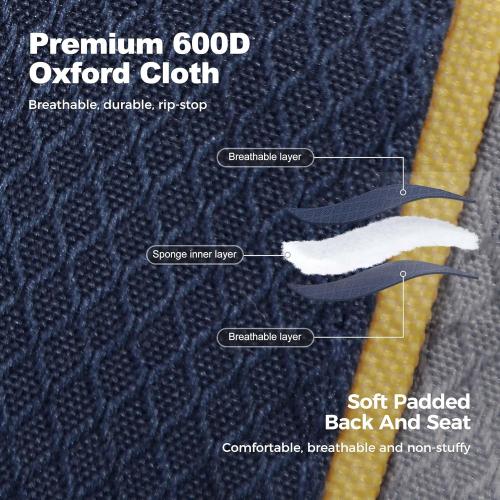 LET'S CAMP Folding Camping Chair Oversized Heavy Duty Padded Outdoor Chair with Cup Holder Storage and Cooler Bag, 450 LBS Weight Capacity, Thicken 600D Oxford,2 Pack