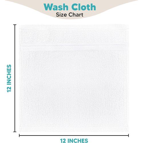 Towel and Linen Mart 100% Cotton- Wash Cloth Set -Pack  of 6,Quick Dry,Luxurious,Absorbent,Soft Feel Spa & Hotel Perfect for Daily Use (12X12 White)