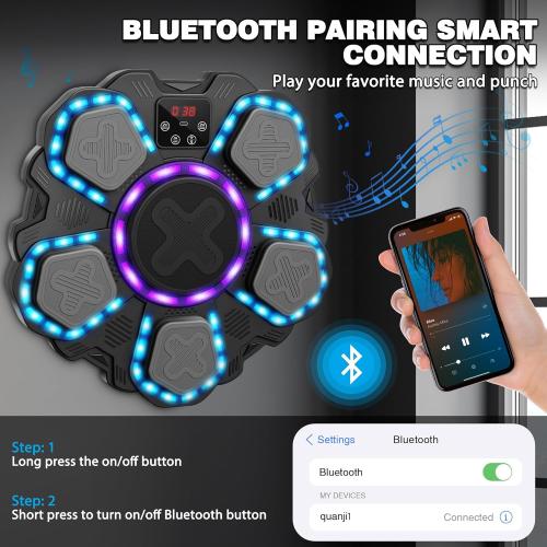 Music Boxing Machine Sport Toys for Kids and Adults,Wall Mounted Bluetooth Smart Punching Target,Training Pad Toy with Boxing Glove,Ideas Toys for Boys Girls Kids 3 4 5 6 7 8 9 10 11 12  Years Old