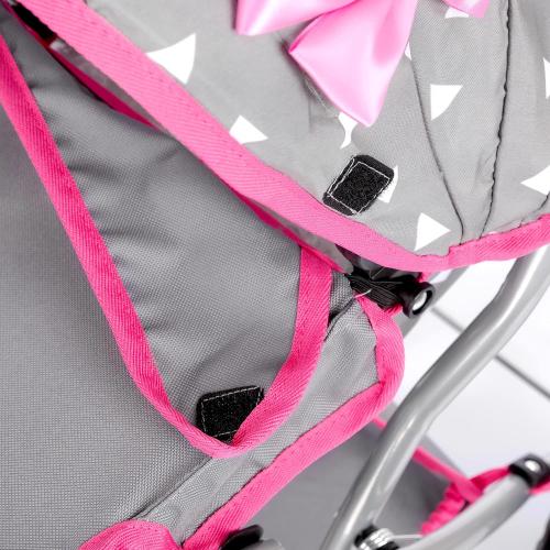 Adjustable Baby Doll Stroller Toy with Foldable Hood | Lightweight Design for Dolls Up to 18 inches | Quiet Foam Wheels, Machine-Washable Bassinet Pram, Indoor and Outdoor Play, Model KP0262S