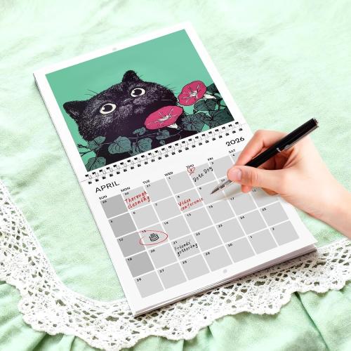 2026 Wall Calendar - 2026 Calendar, January - December 2026, 8.3'' x 8.3'', Cats Calendar 2026 with Hanging Hole for Home & Office Cat Calendar