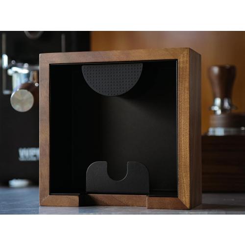 Wooden Espresso Knock Box Walnut Dump Bin for Coffee Grounds Disposal Durable, Shock-Absorbent Espresso Machine Accessories, Easy to Clean Tamping Station