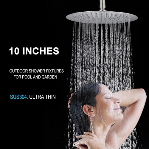 Shower Faucet - Shower Faucets Sets Complete, Shower System - Outdoor Shower Kit/Outdoor Shower Enclosure/Outdoor Shower Fixtures W/ SS304 Shower Head & Handheld High Pressure, Brushed Nickel