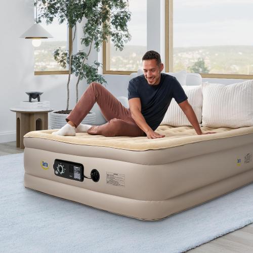 Serta Raised Air Mattress with Never Flat Pump | Luxury Inflatable Mattress with Built in Air Pump to Ensure a Good Night’s Rest | Heavy Duty Blow Up Mattress with Self Inflating Pump