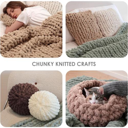 Jumbo Chunky Yarn for Hand Knitting - Super Thick Chenille Chunky Yarn for Crocheting - Extra Soft Bulky Fluffy Blanket Big Yarn 8 Jumbo Pack (27yds,8 oz Each Skein) Sky Blue