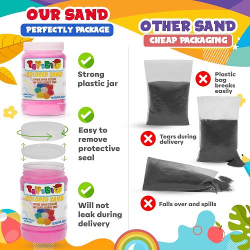 Sand Art Sand [ 20 Colors: 30 lbs ] Craft Sand, Colored Sand for Crafts, Sand Art Bulk, Sand in Bulk, Art Sand, Sandbox, Sand for Crafts for Kids Age 3 , Non-Toxic, 20 Jars