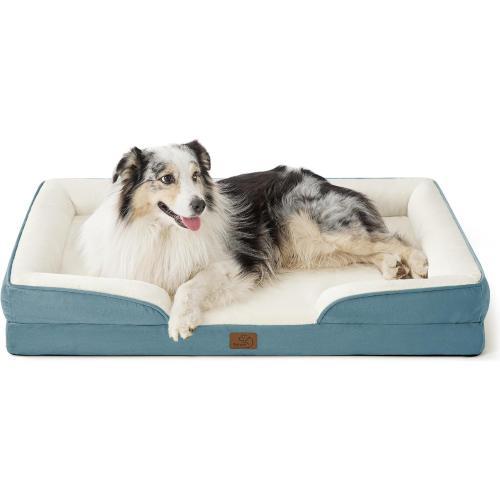 Bedsure XL Orthopedic Dog Bed for Extra Large Dogs - Washable XLarge Dog Cat Bed Waterproof, Comfort Dogs Couch Sofa with Washable Removable Cover, Pet Bed with Nonskid Bottom, Dune Haze Blue, 42