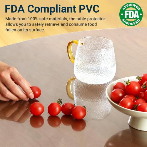 Clear Table Cover Protector Rectangle 42 x 72 Inch, 1.5mm Transparent Plastic Table Protector Waterproof, Anti-Scratch Clear Desk Mat for Office Desktop Dresser Dining Table, FDA Compliant