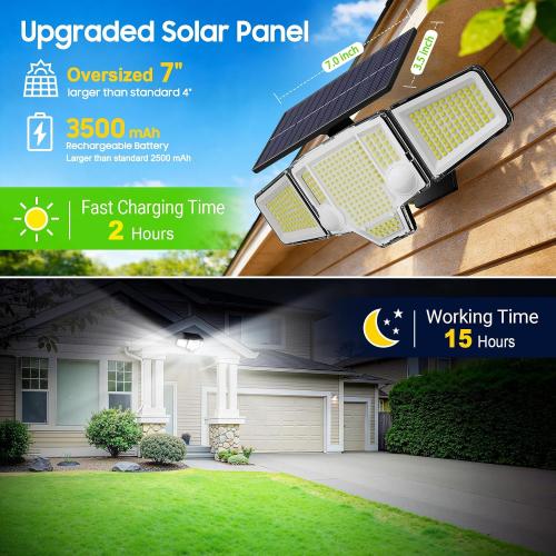 Solar Flood Lights,4000LM 366LED Dual Motion Sensor Outdoor Lights