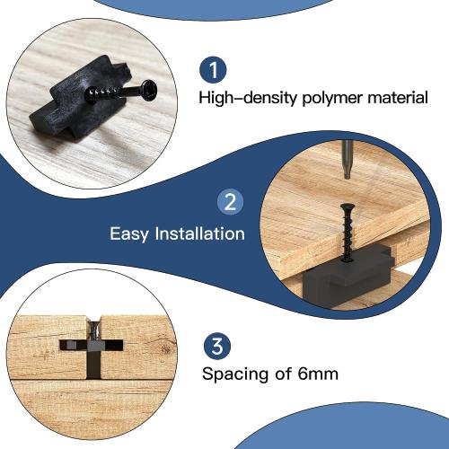 1000PCS Hidden Fasteners Deck Fastener Clip Universal Nylon Clips Decking Fasteners Preloaded T Clips for Installing Composite Deck Boards